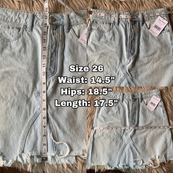 Free People Skirt Going Rogue Denim Distressed Asymmetrical Tidal Wave 25 26 NWT - Picture 11 of 13